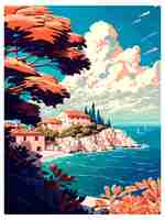 Vettore punta rata croazia poster di viaggio vintage souvenir cartolina postale ritratto pittura illustrazione wpa