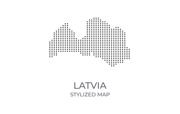 Puntige kaart van Letland in gestileerde minimalistische stijl