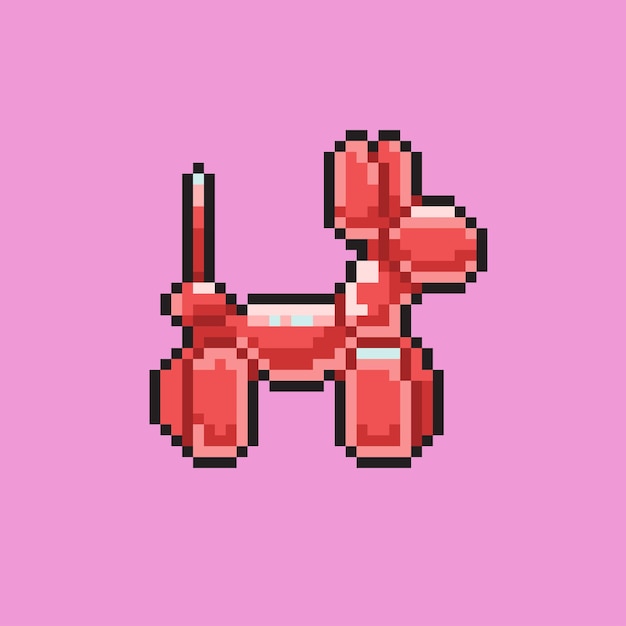 puppy balloon in pixel art style