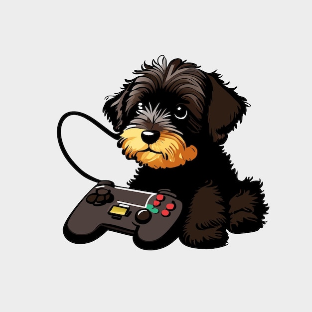 子犬黒シュヌードル演奏 Xbox ベクトル イラスト フラット