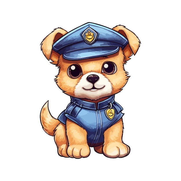 Puppy in a blue uniform