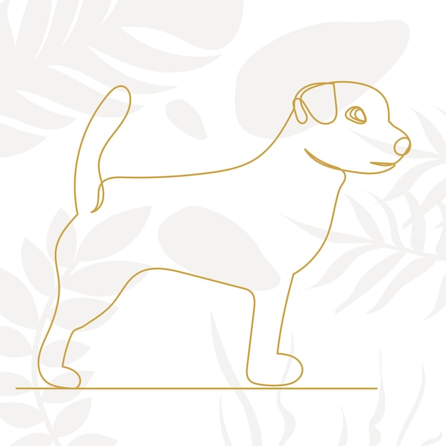 Puppy drawing in one continuous line on an abstract background vector