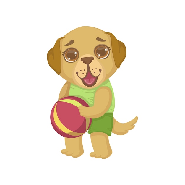 Vector puppy holding the ball