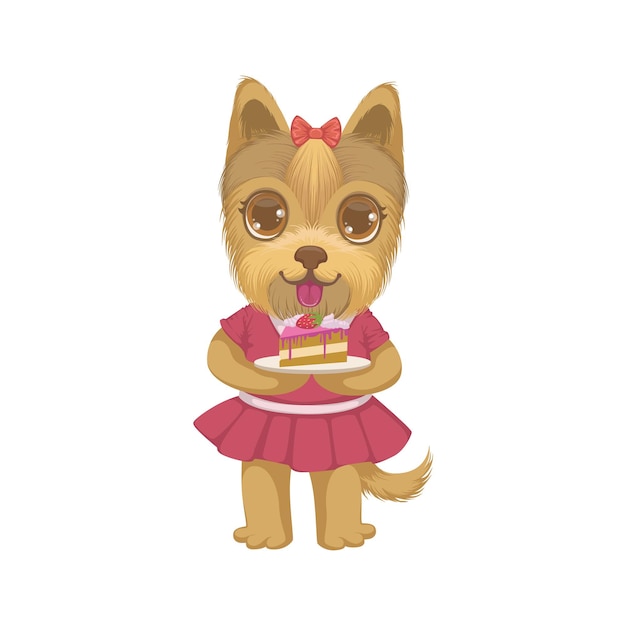 Puppy Holding A Piece Of Cake