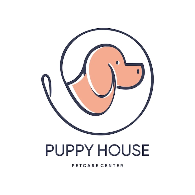 Vettore puppy house logo design semplice concetto premium vector