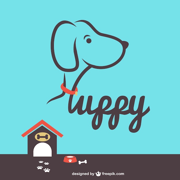 Vector puppy house and logo