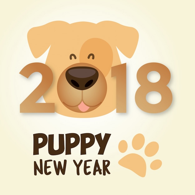 Vettore cucciolo nuovo anno 2018. anno del cane. cinese felice anno nuovo design