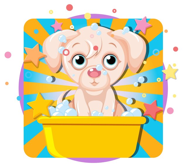 Puppy's sparkling bath time plezier