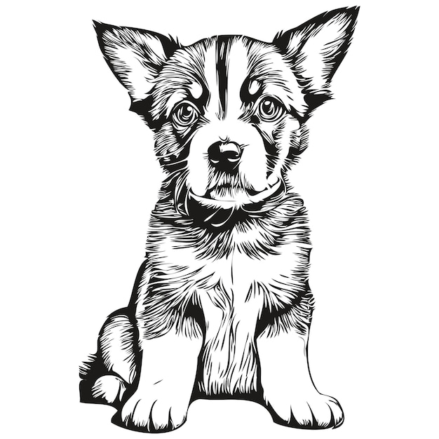 Puppy schets handtekening van dieren in het wild vintage gravure stijl vector illustratie puppies