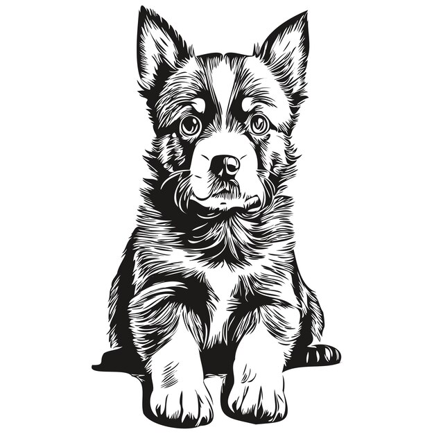 Vector puppy sketchy graphic portrait of a puppy on a white background puppies