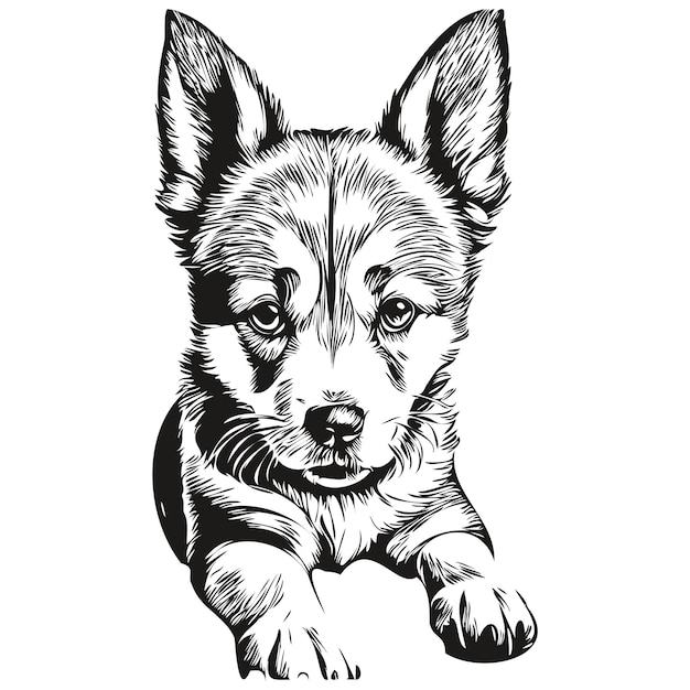 Puppy vector illustratie lijntekeningen tekening zwart-wit puppies