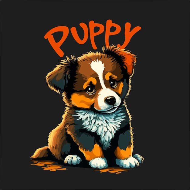 Векторная иллюстрация щенка для дизайна футболки