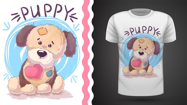 Vector puppy with heart - idea for print t-shirt