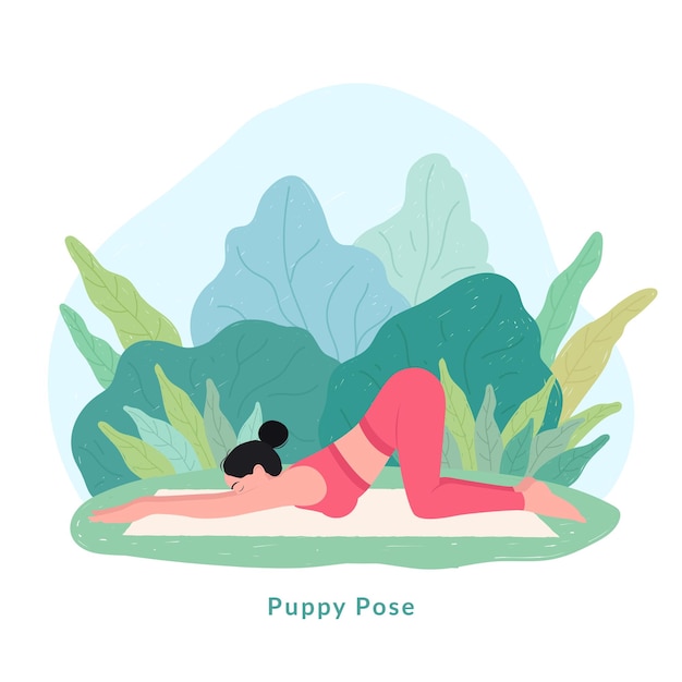 Puppy Yoga pose Woman workout fitness aerobic and exercises