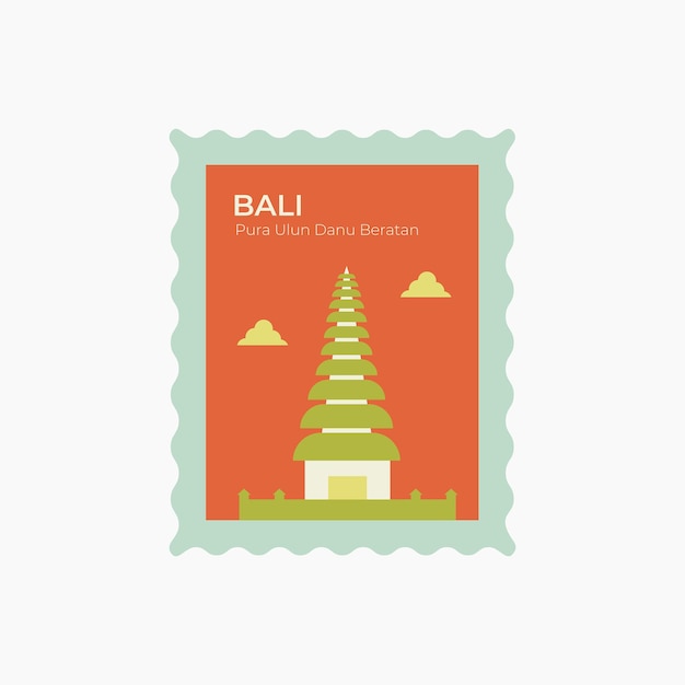 Pura Ulun Danu Beratan Postage Stamp