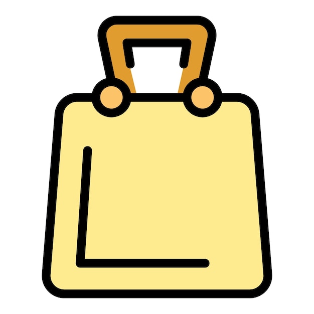 Purchase bag icon outline vector Shop package Consumer basket color flat