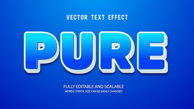 Pure 3d bewerkbare teksteffect vectorsjabloon met schattige achtergrond