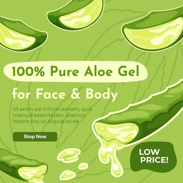 Vector pure aloe vera gel for face and body website page