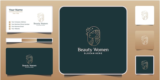 Pure beauty women hair salon logo design. luxury feminine template.