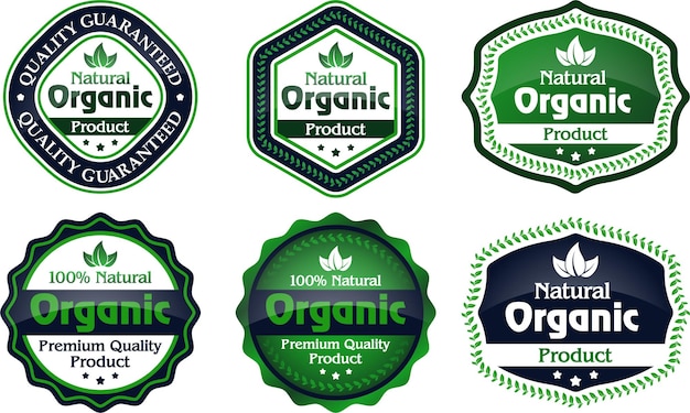 Vector pure en organic natural product badge sticker vector