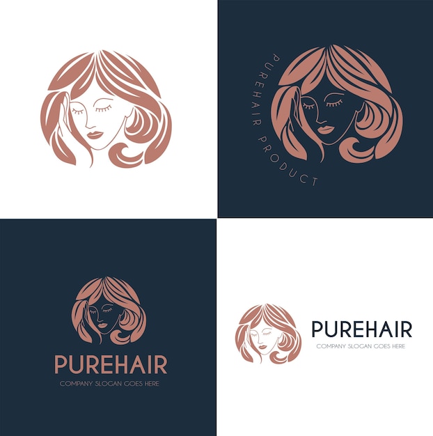 Pure hair beauty salon logo