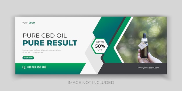 Vector pure natural cbd oil social media facebook cover template