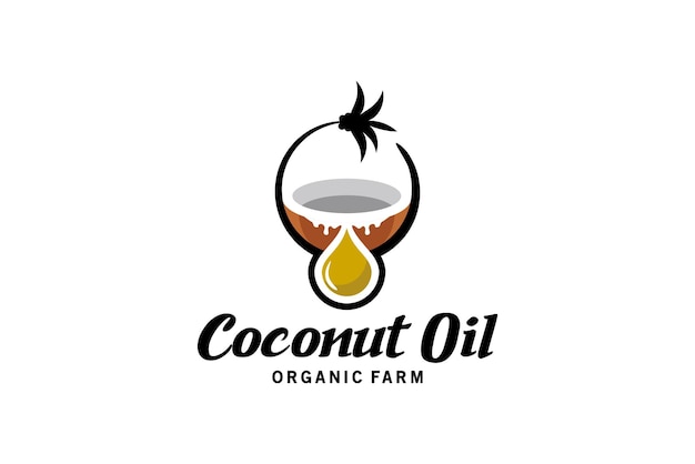 Дизайн векторной иллюстрации логотипа капли натурального кокосового масла