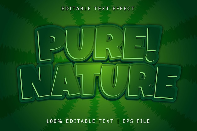 Pure nature editable Text effect 3 Dimension emboss simple style