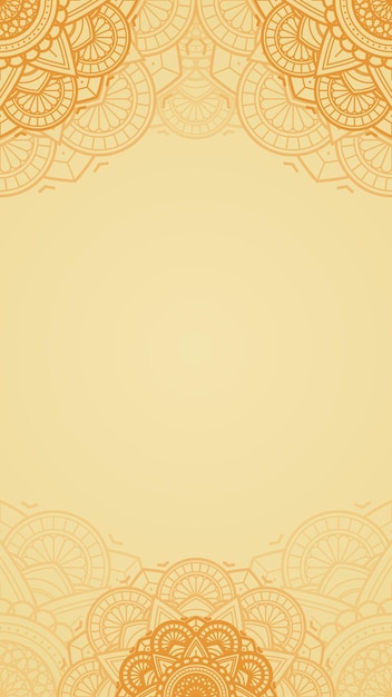 Pure opulence blank verticale vector achtergrond met lichtgele saffraan gouden kleur accent mandalas