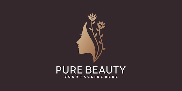 Pure schoonheid pictogram logo sjabloon voor vrouw premium vector