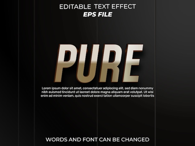 Vector pure text effect font editable typography 3d text vector template