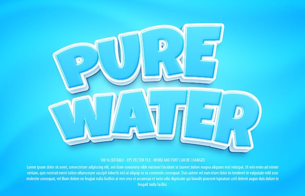 Pure water 3d editable text effect