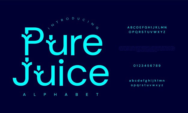 Purejuice creative modern urban alphabet font digital abstract moslem futuristic fashion sport