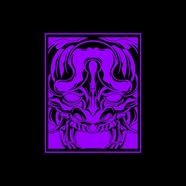 Purpe demon mask in square shape