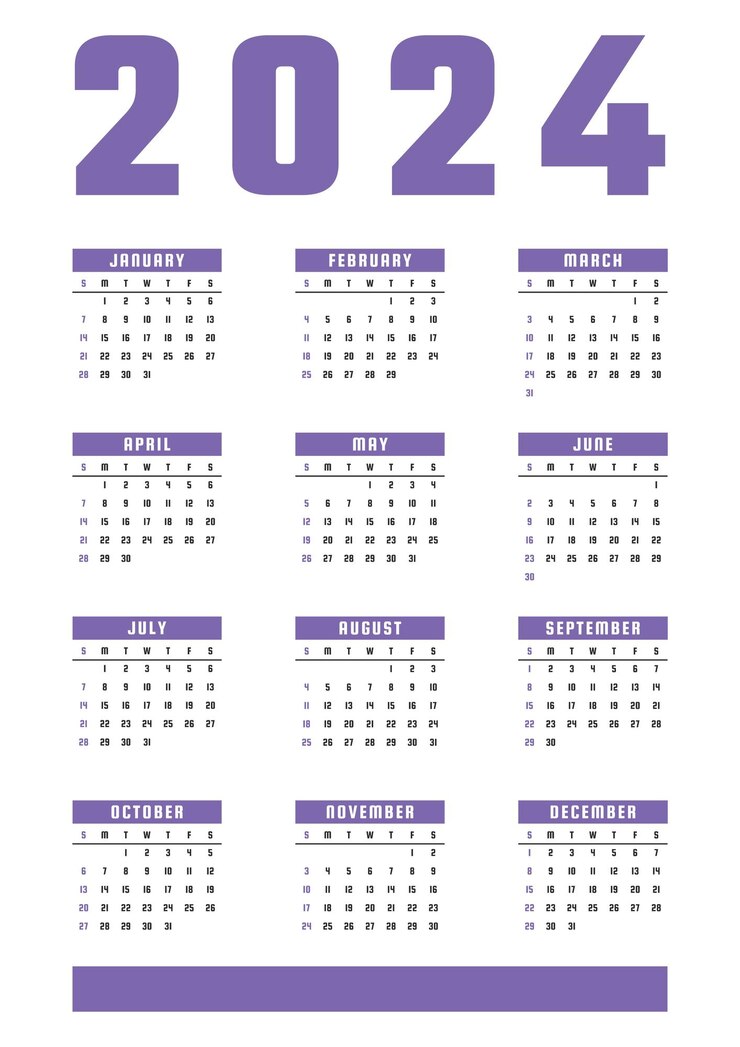 Premium Vector Purple 2024 calendar design