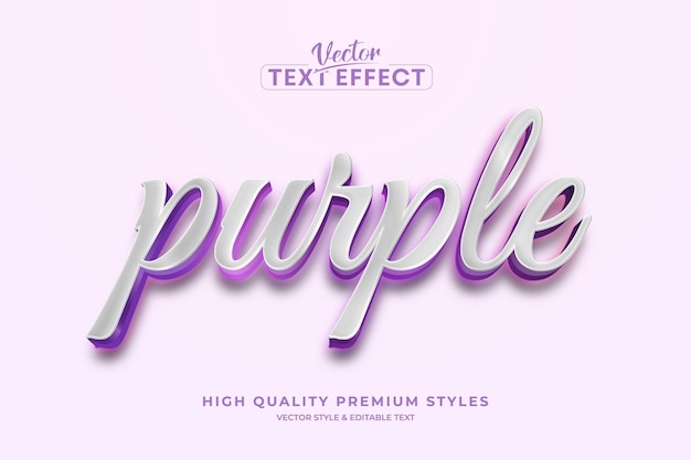 Vettore effetto di testo 3d editable viola con design in stile moderno
