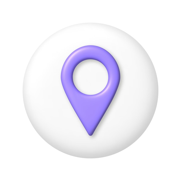 Purple 3d kaart geo pin icoon web locatie pointer 3d realistisch ontwerp element vector illustratie