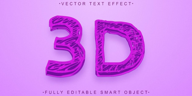 Purple 3D Printer Filament Vector Volledig bewerkbaar Smart Object Text Effect