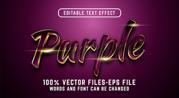 Purple 3d text effect editable text effect with golden texture premium vectors