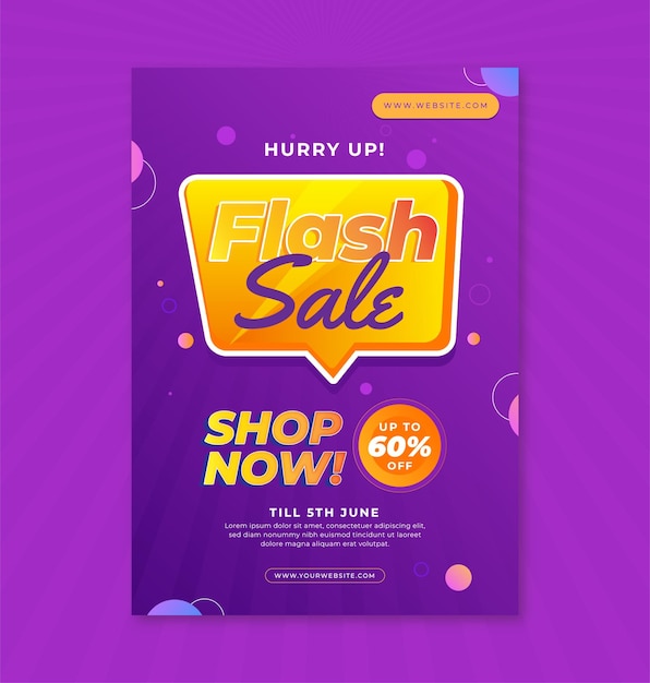 Vector purple abstract flash sale poster template