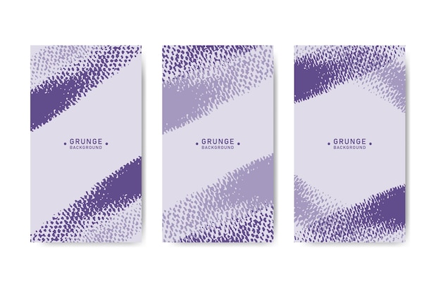 Vector purple abstract grunge banner collection for social media post and stories