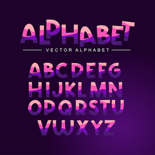 Vector purple alphabet set