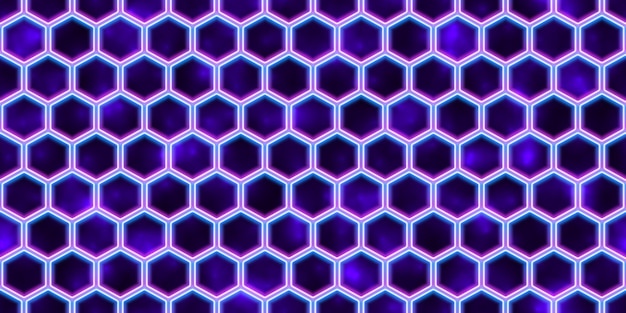 보라색과 파란색 네온 벌집 원활한 패턴