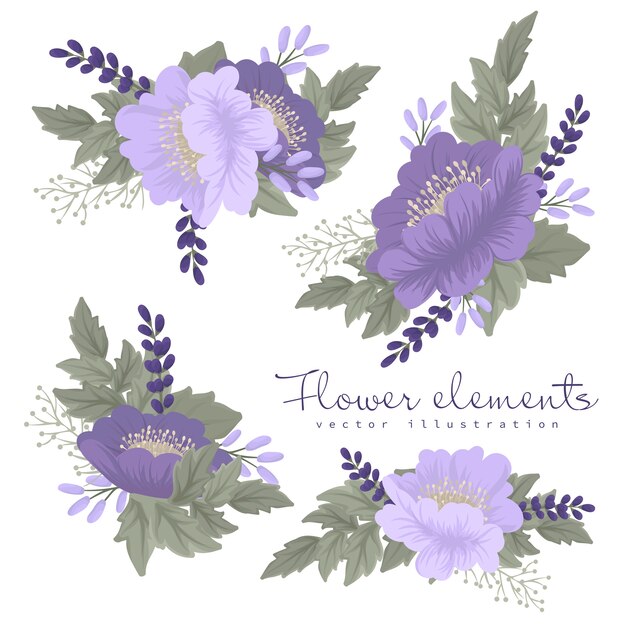 紫と紫のクリップアート花