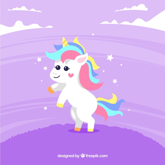 Purple background of beautiful unicorn