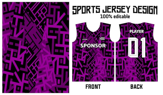 Purple background jersey design for sport uniform