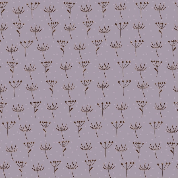 Purple background seamless pattern with seeds and berries