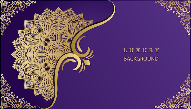 Purple background with a gold pattern and a gold design