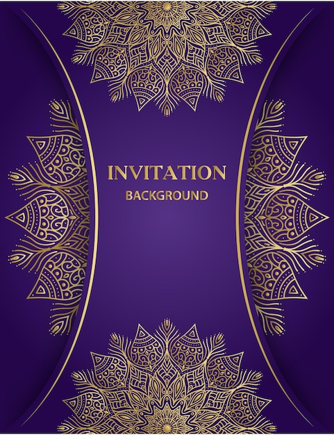 Purple background with a gold pattern and a gold mandala.