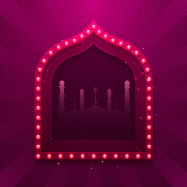 Vector purple background with mosque